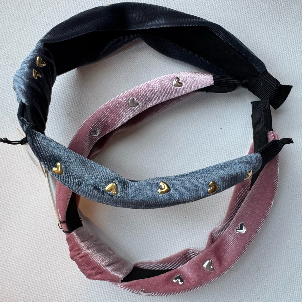 Brand new women’s velvet heart studded headband set - 2 $60